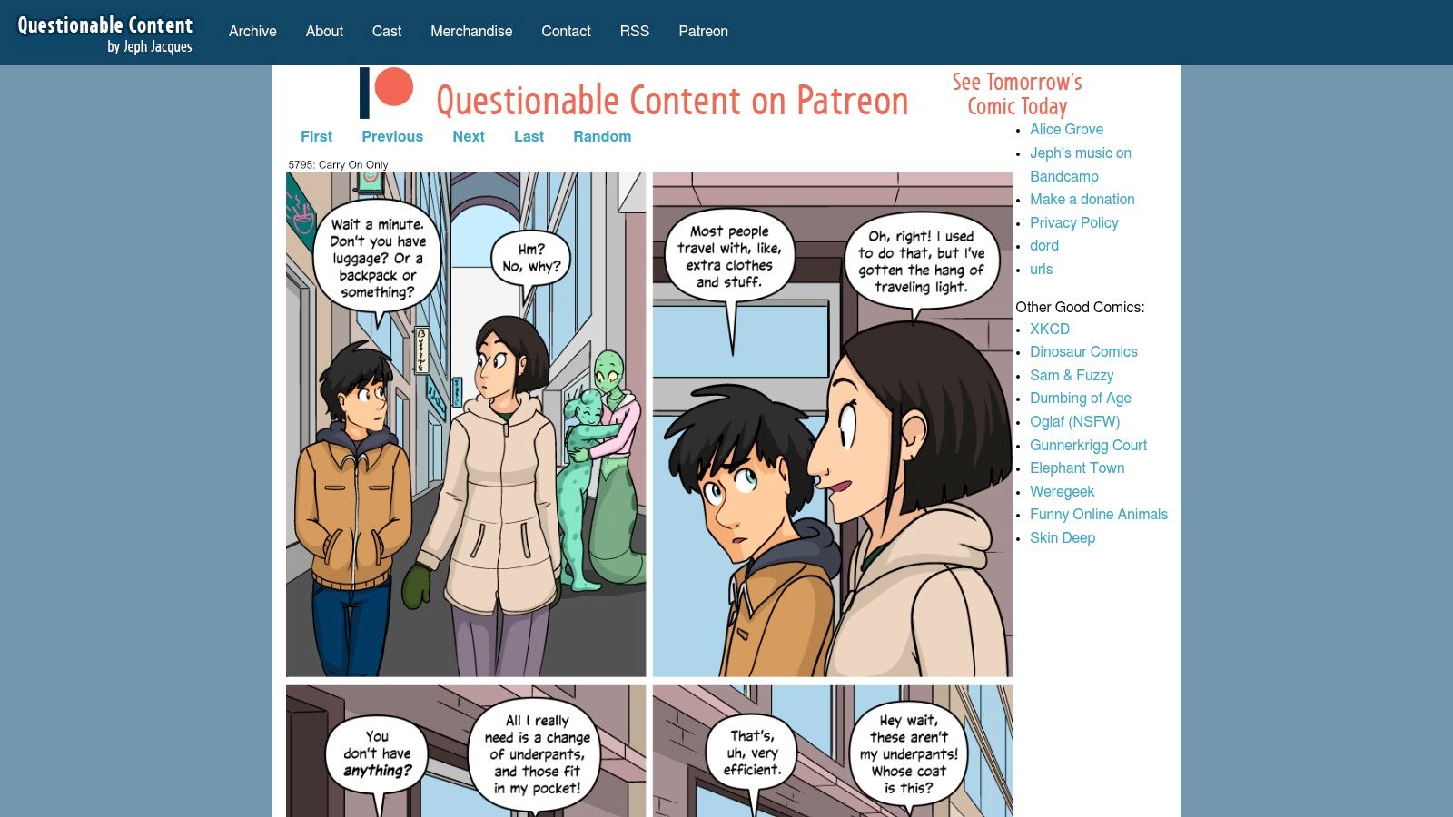 Questionable Content comic strip