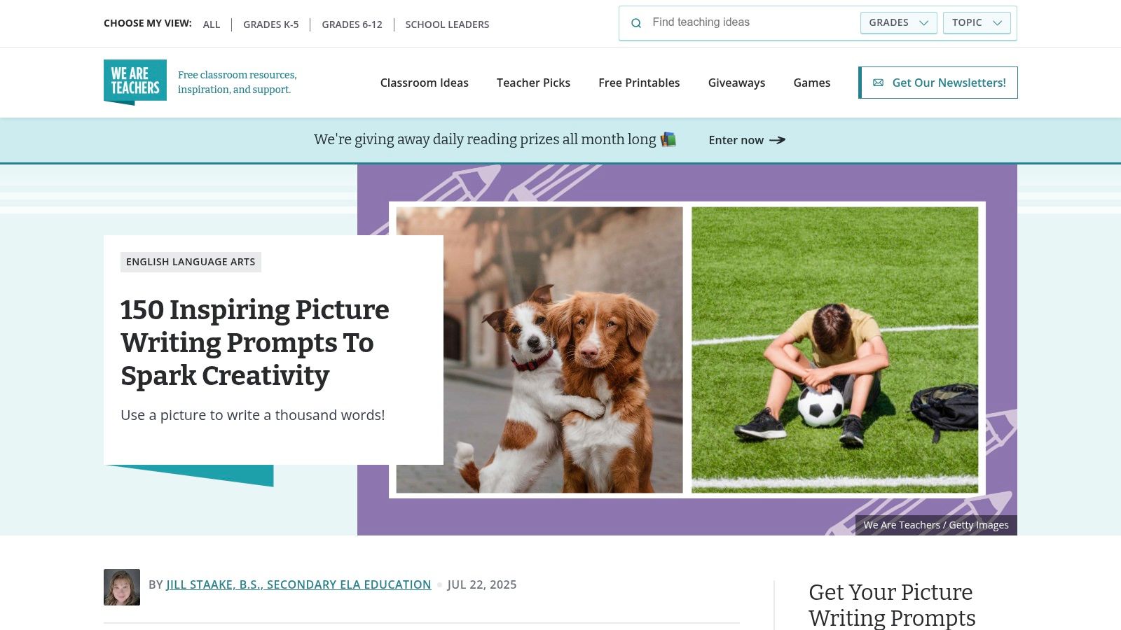 We Are Teachers – 150 Picture Writing Prompts