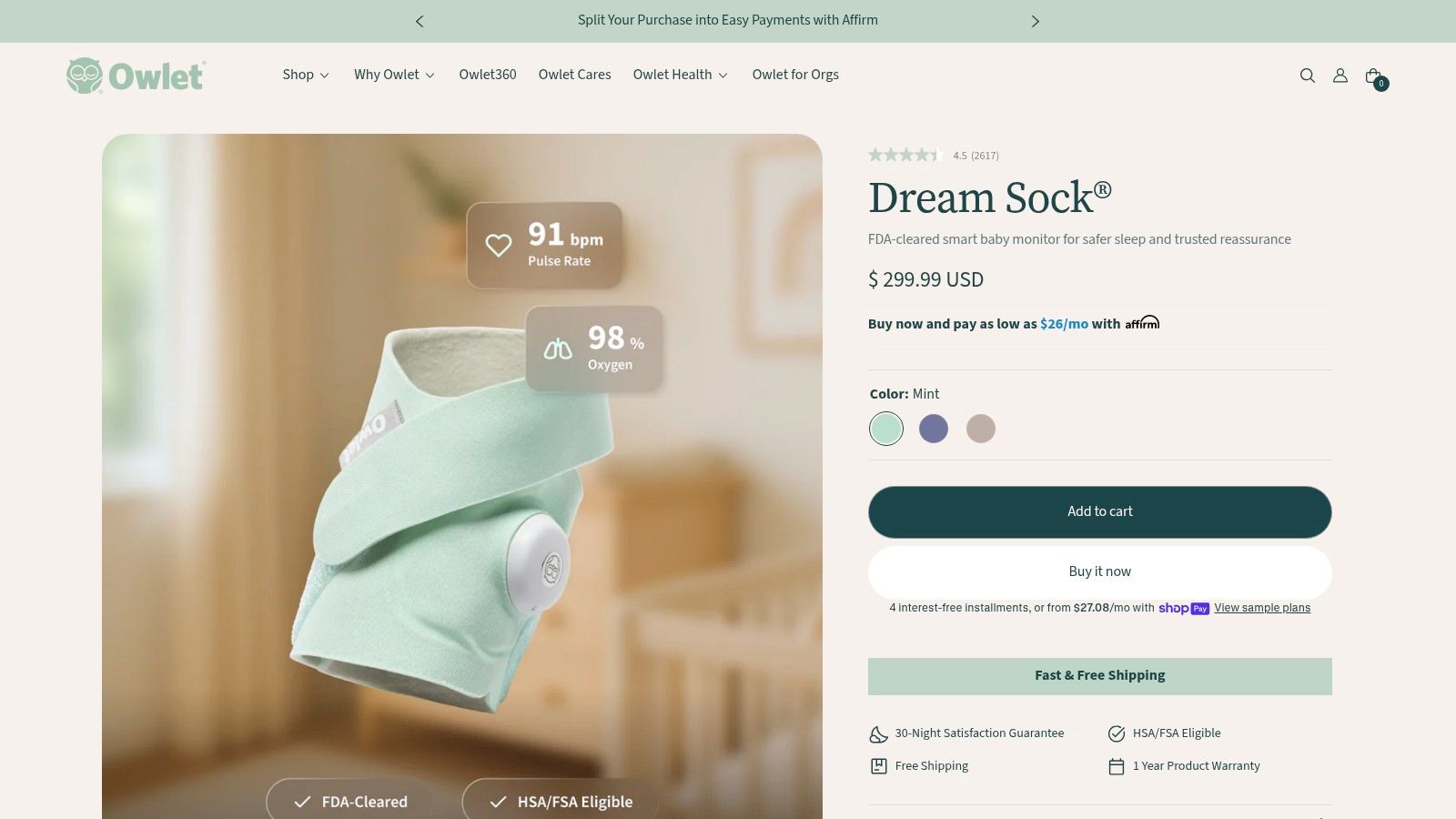 Owlet – Dream Sock