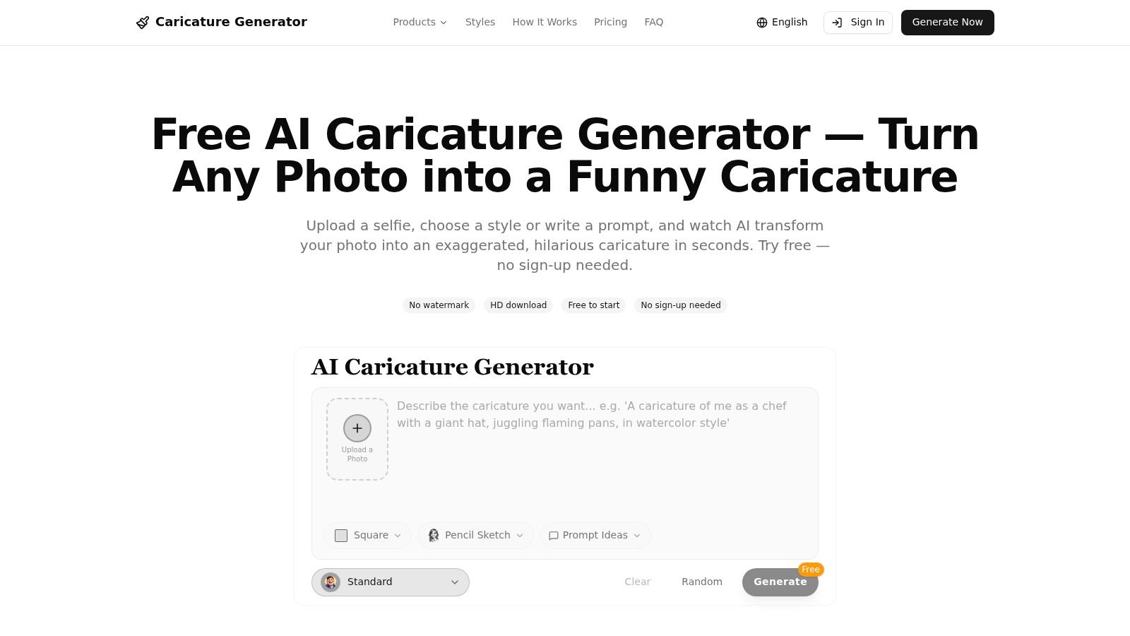 Caricature‑Generator, Free AI Caricature/Cartoon