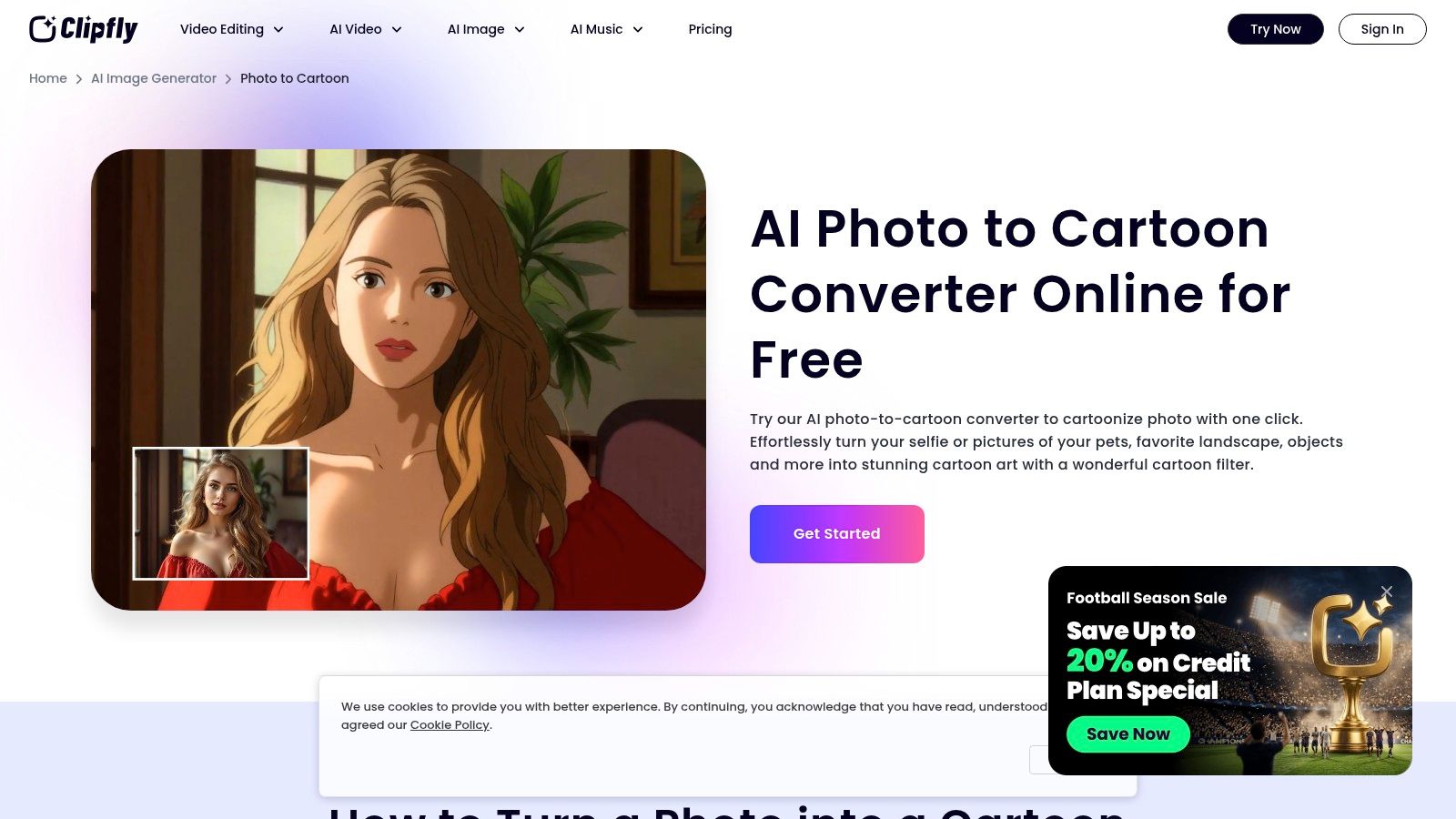 Clipfly, AI Photo to Cartoon Converter