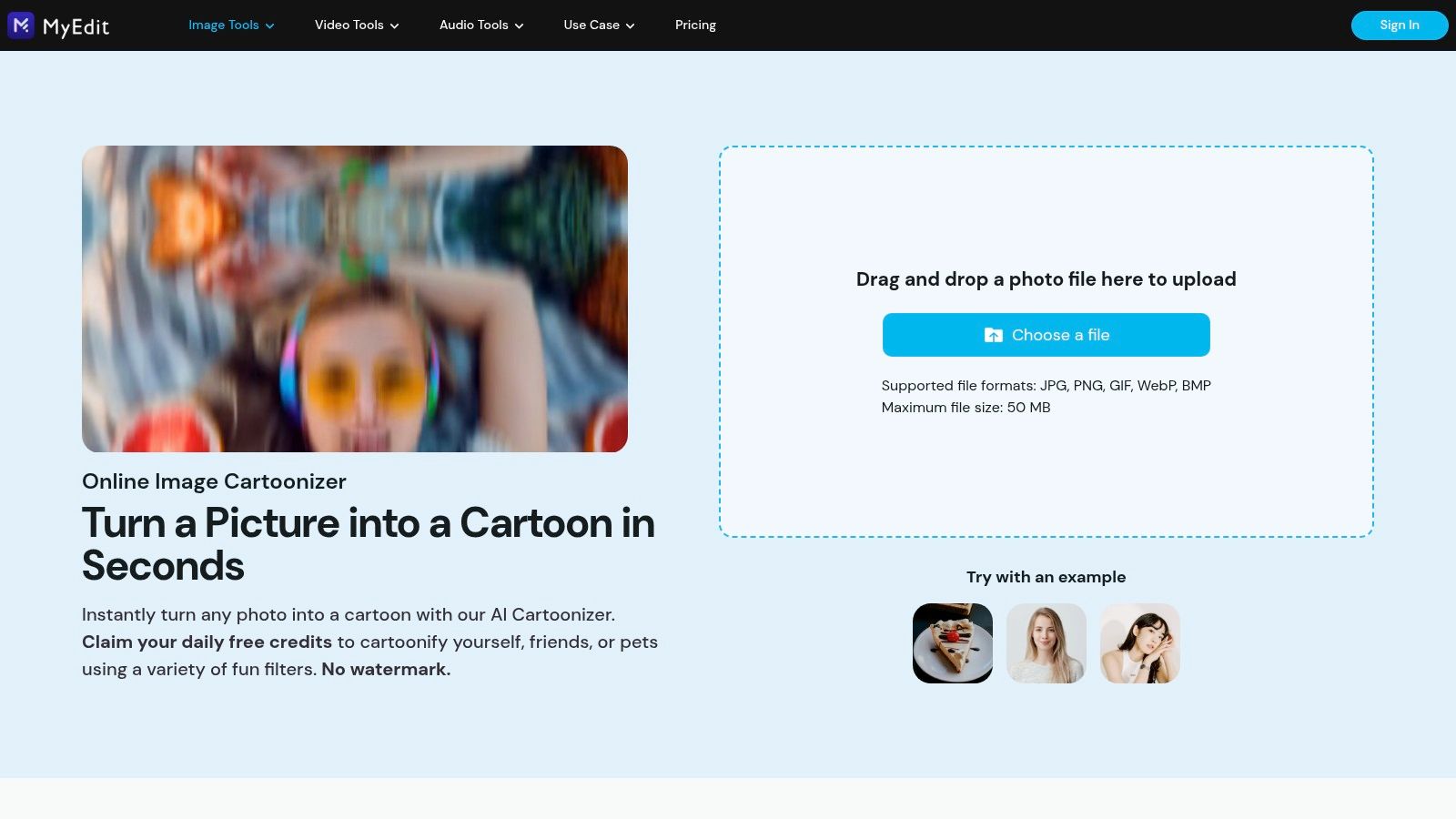 MyEdit (CyberLink), Online Image Cartoonizer