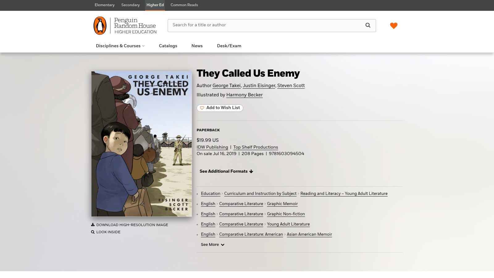 They Called Us Enemy, George Takei (with Justin Eisinger & Steven Scott); art by Harmony Becker