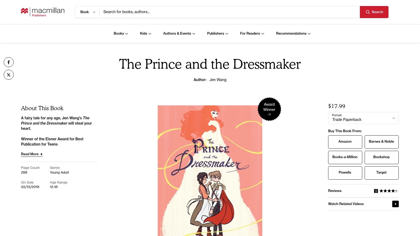 The Prince and the Dressmaker, Jen Wang