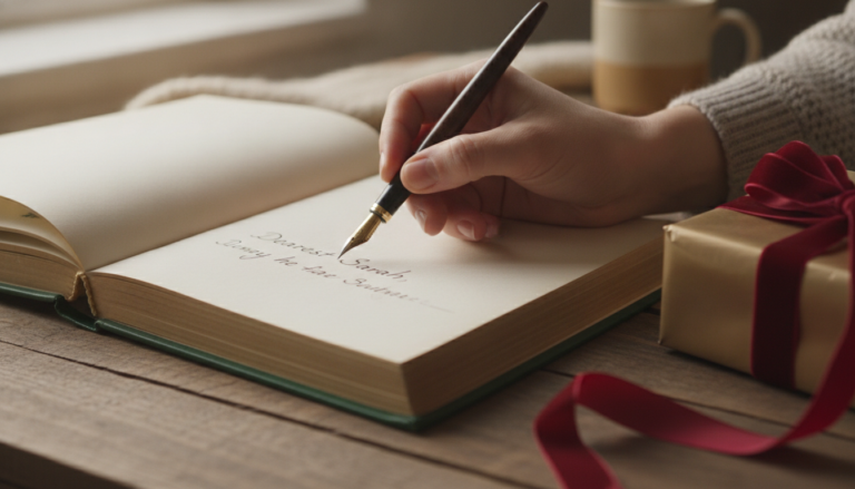 Handwritten inscription beginning on the first page of a gift book.