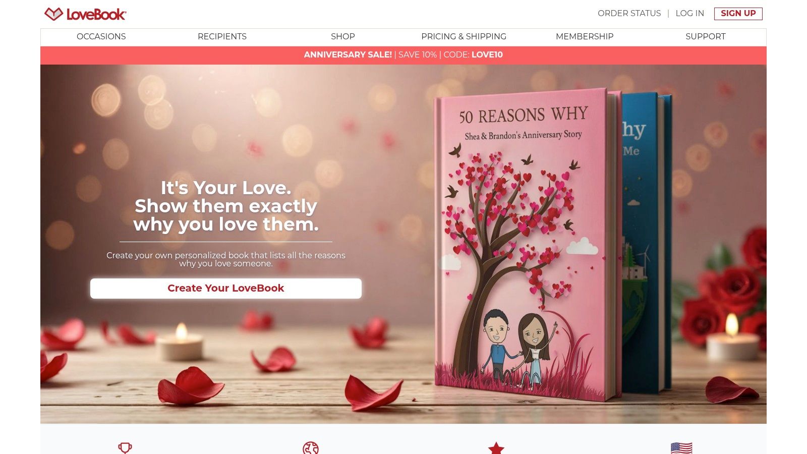 LoveBook personalized book display
