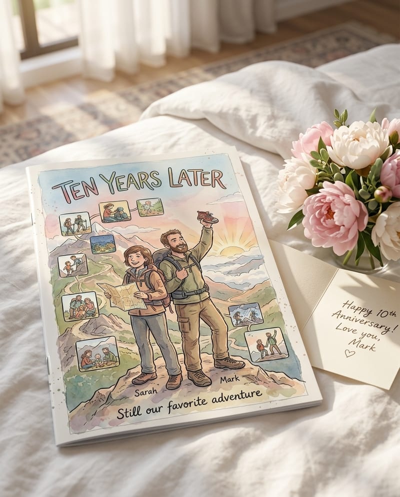 The printed paper anniversary gift, glossy cover, ready to gift