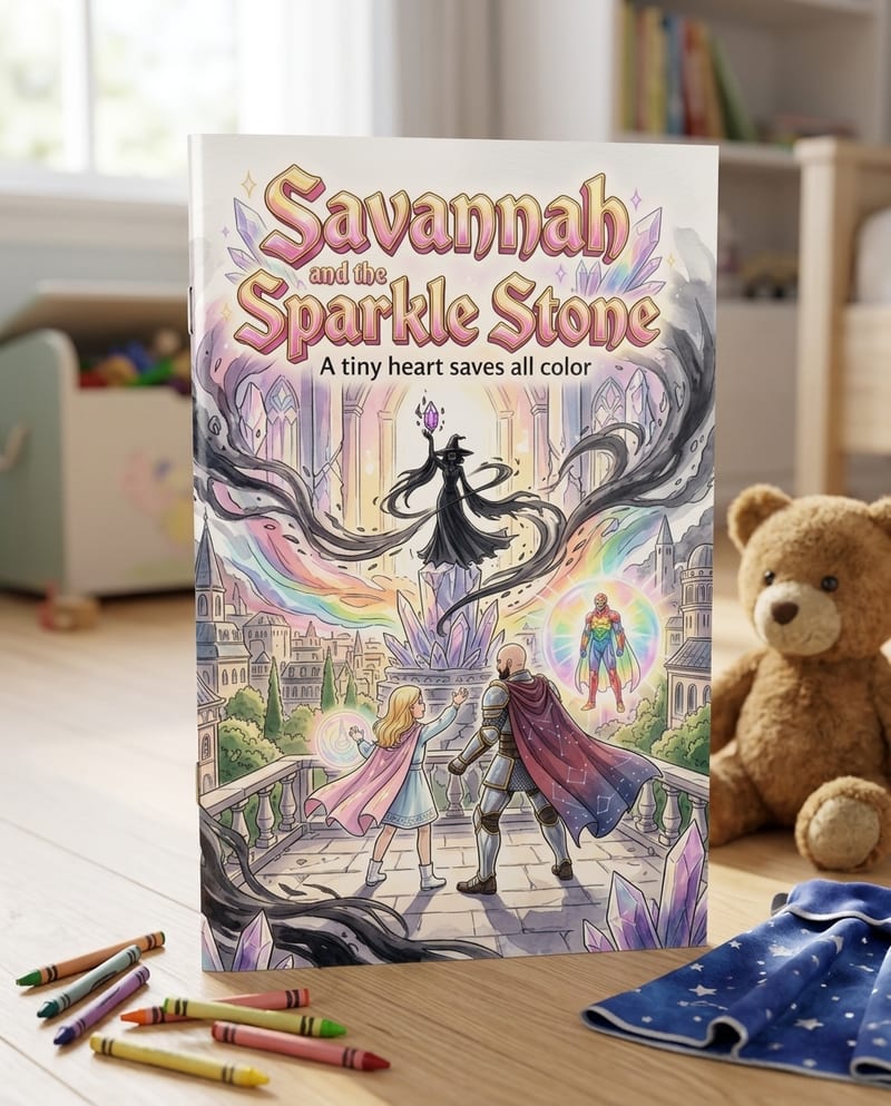 The printed personalized superhero comic book for kids, glossy cover, ready to gift
